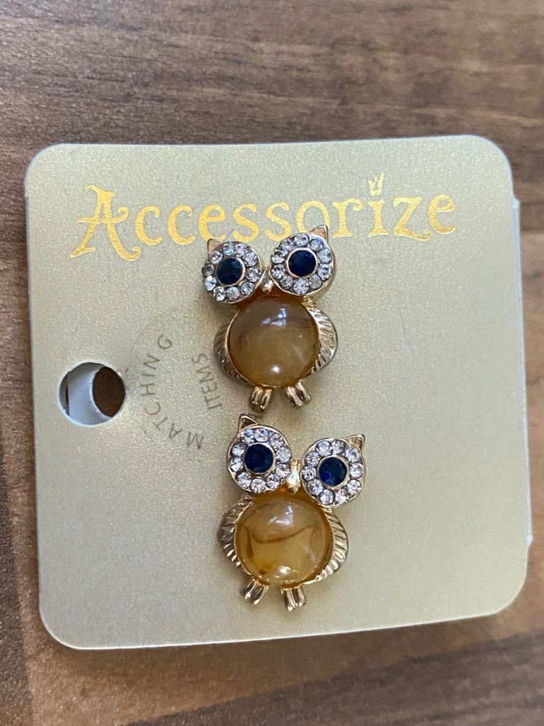Accessorize Owl Stud Earrings – Gold, New with Tag