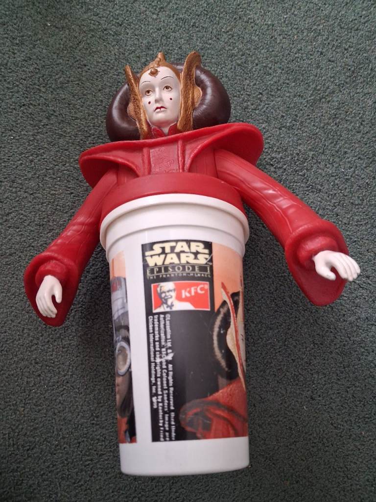 A 1999 KFC Cup and Model of Queen Amidala from The Phantom Menace Figure