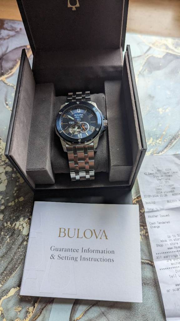 As New, Bulova Marine Star Open Heart Automatic Watch