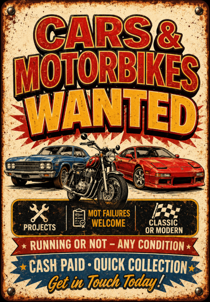 Wanted cars and motorbikes 