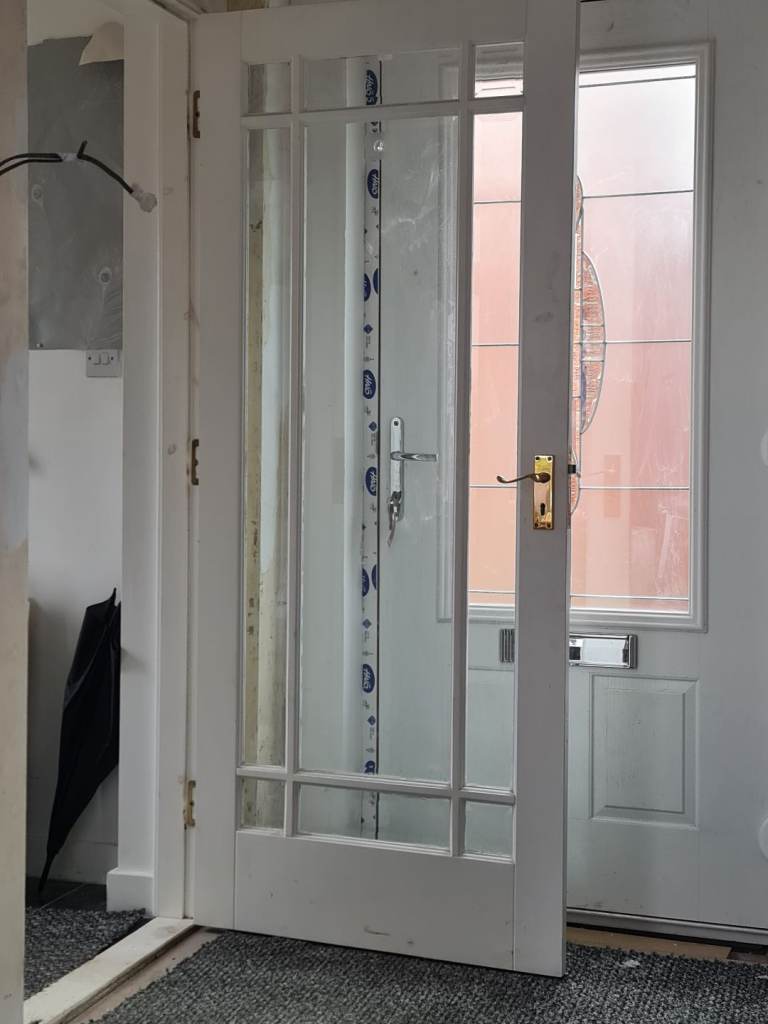 White glass panel internal door