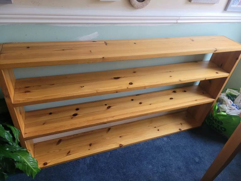 Long wooden bookshelf