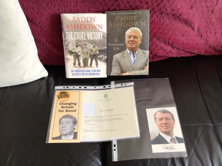 4 paddy ashdown signed books + photo + leaflet £50 the lot 