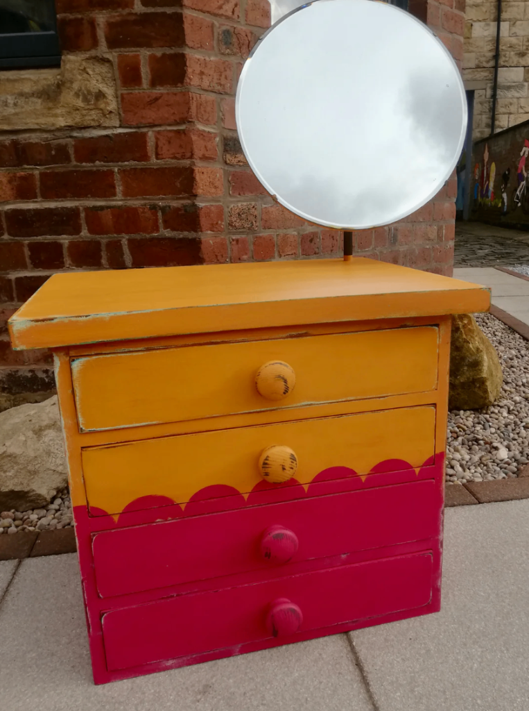 Little boho colour clash vintage children's dressing table