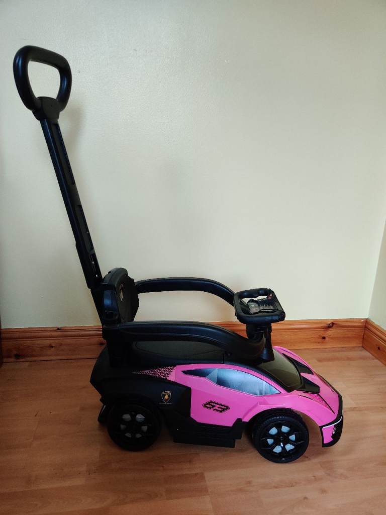 Pink Lamborghini Ride-on Push Car with Parent Handle