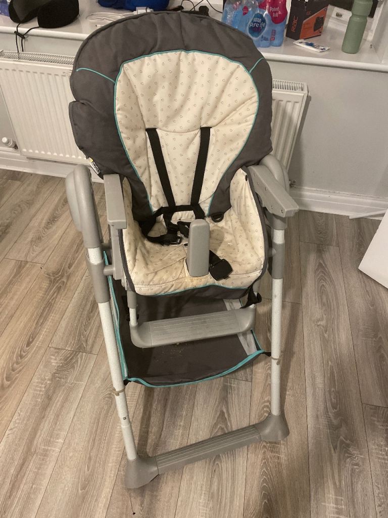 Baby High Chair - Grey and Cream, Fair Condition