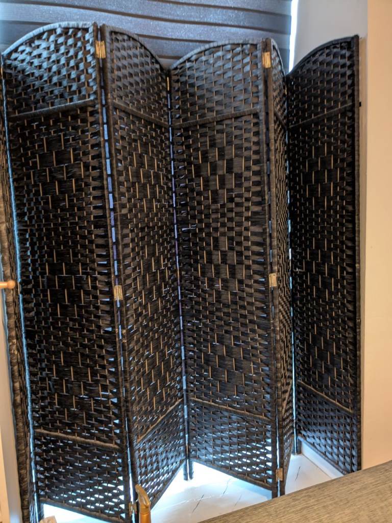 Black Rattan Effect Room Divider/Screen – Good Condition
