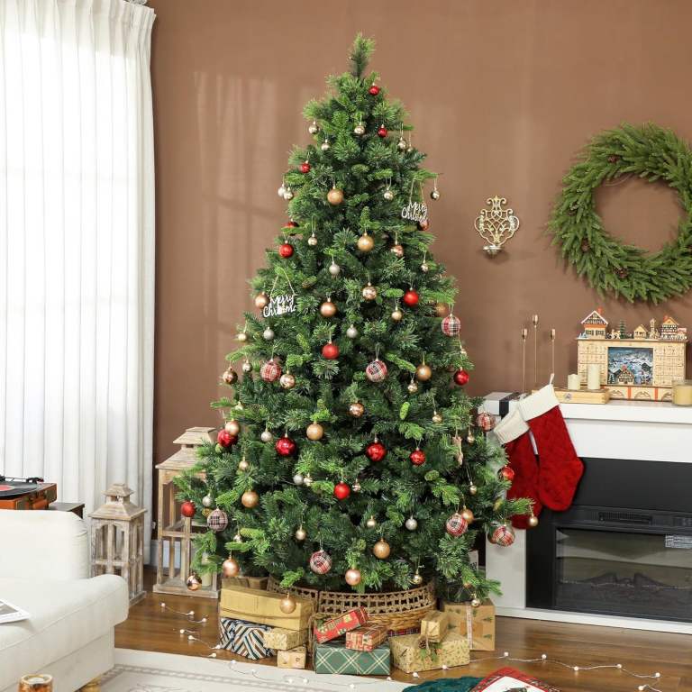  7.5ft Prelit Christmas Tree with Colourful DIY LED Lights, Carolina Pine