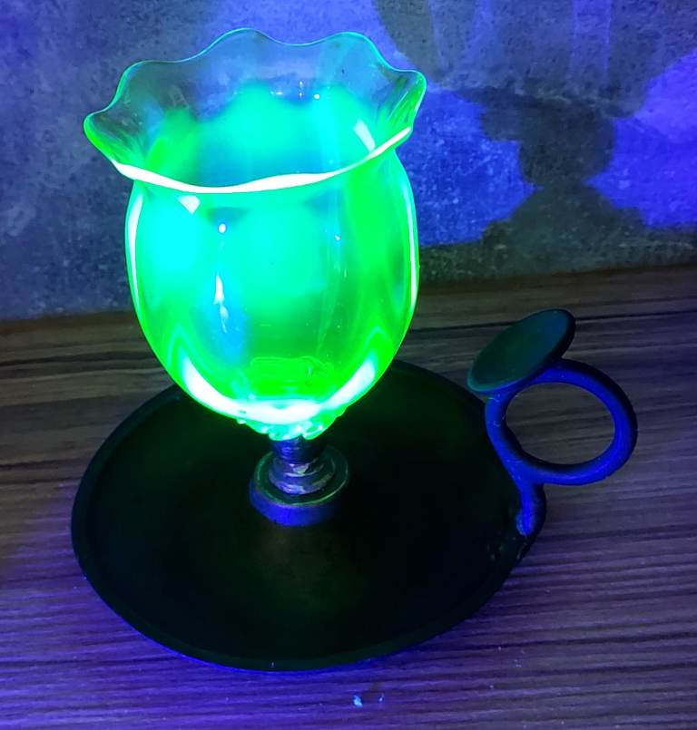Victorian Uranium Glass  Candle Votive..