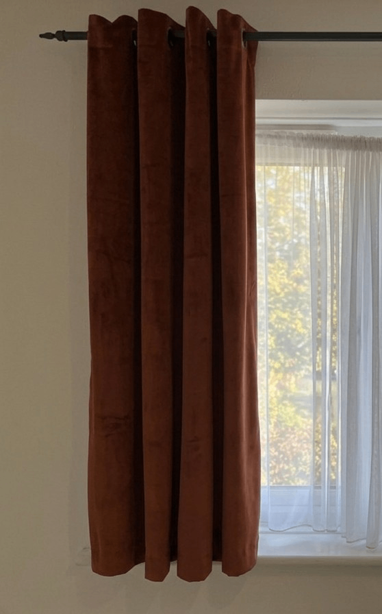 Burnt orange cotton modal Curtains for collection, comes with pole and screws 