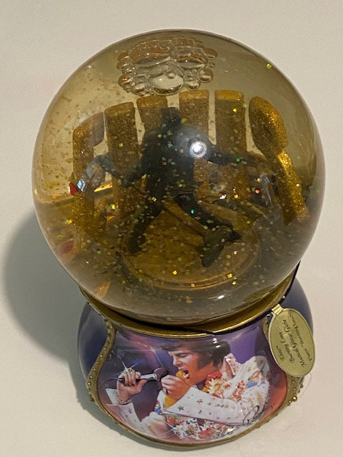 RARE: Elvis Porcelain Glitter Globe SINGS BURNING LOVE *EX* Bradford Exchange