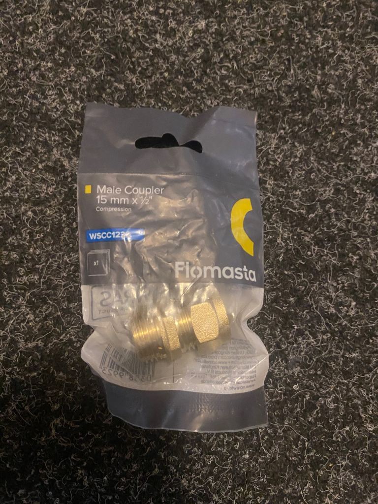 Flomasta Male Coupler 15mm x 1/2 Compression – New