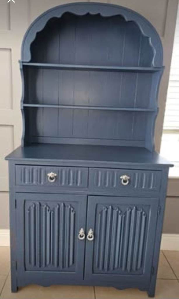 Beautiful Blue Dutch Dresser – Solid Teak, 178cm Tall