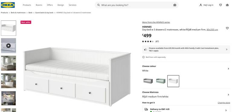 IKEA HEMNES. USED sofa, a single + a double bed (no mattresses)