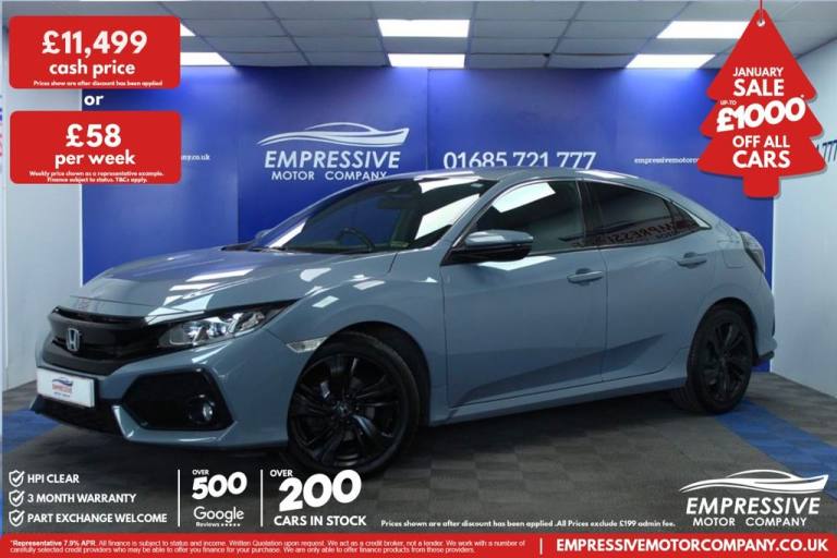 2018 68 HONDA CIVIC 1.0 VTEC TURBO SR HATCHBACK 5DR PETROL MANUAL EURO 6 (S/S) (