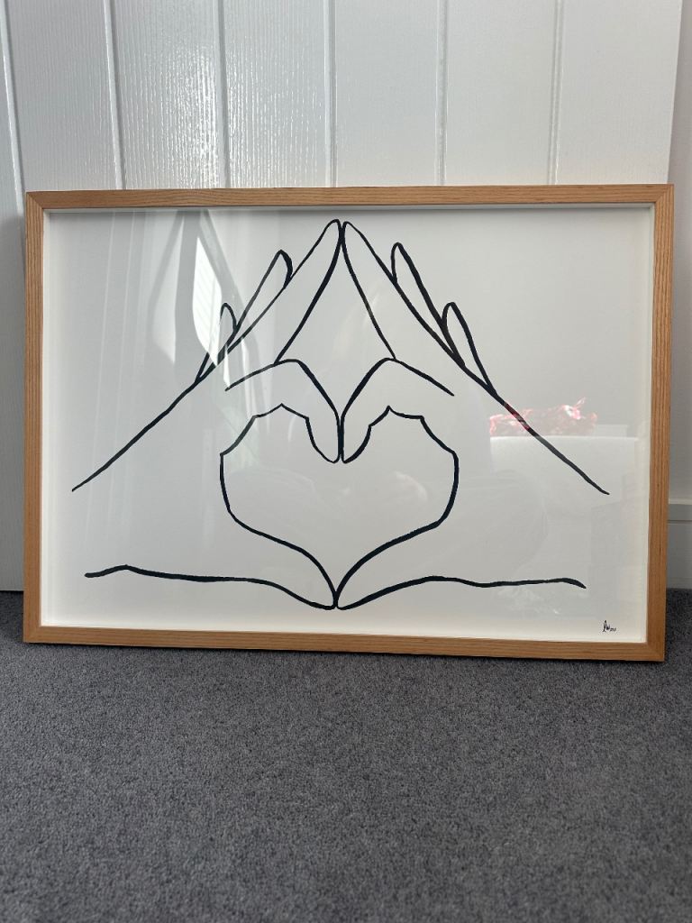 Oliver Bonas A2 Heart Hands Stained Ash Wall Art