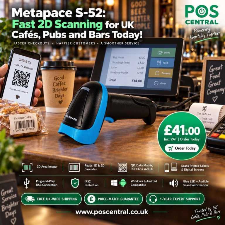 Metapace S-52 Barcode Scanner for UK Cafés & Pubs – Order Today