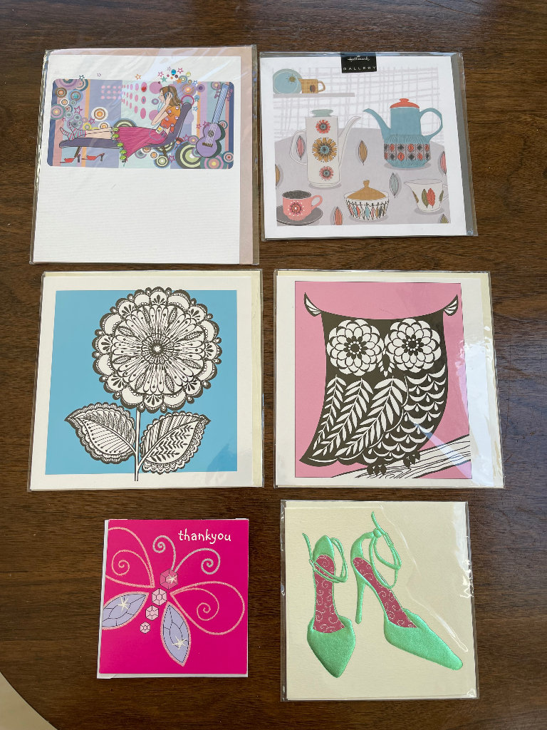 Good quality greeting cards from Cards Galore: 5 Plain and 1 Thank you. £5 the lot