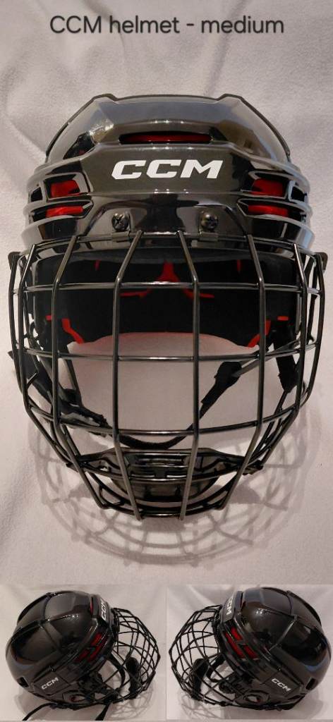CCM Ice Hockey Helmet with Face Cage – Black, Medium