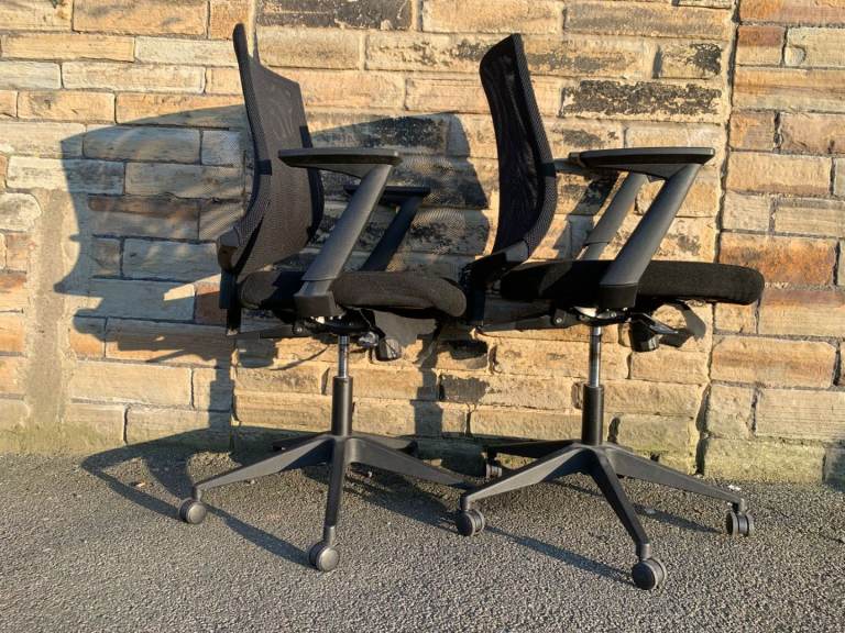 Black mesh office chair.