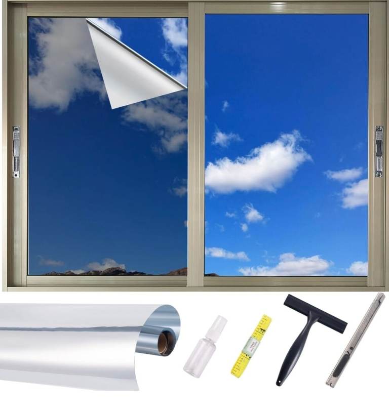 One-Way Window Privacy Film with Free Installation Tools,Premium PET Material,Heat Control 