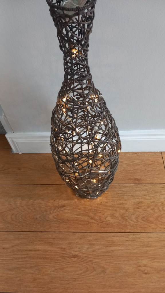 Woven Twig Decorative Vase with Fairy Lights