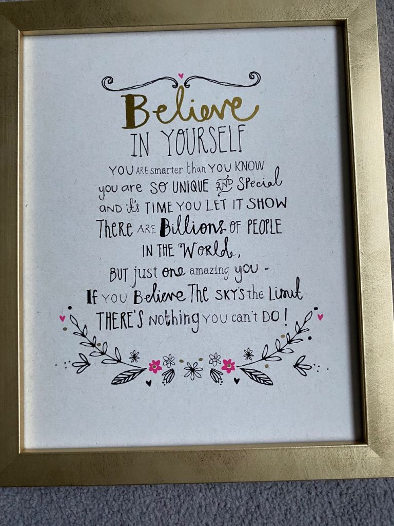 Written quotes poster with frame 