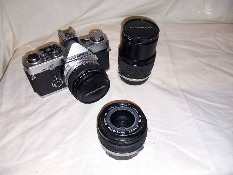 Olympus OM-2 SLR Camera with Two Lenses – Good Condition