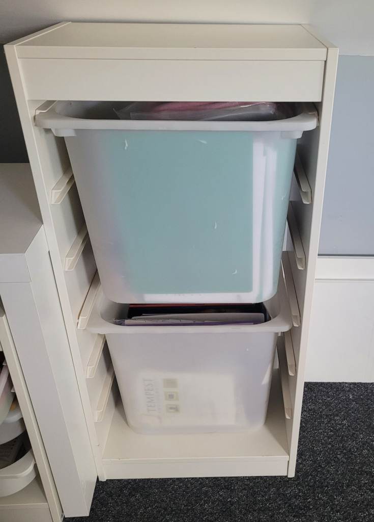 Ikea white trofast with boxes