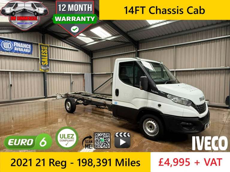2021 21 Reg Iveco Daily 2.3 35S14 8 Speed Hi-Matic Auto LWB Chassis Cab + VAT