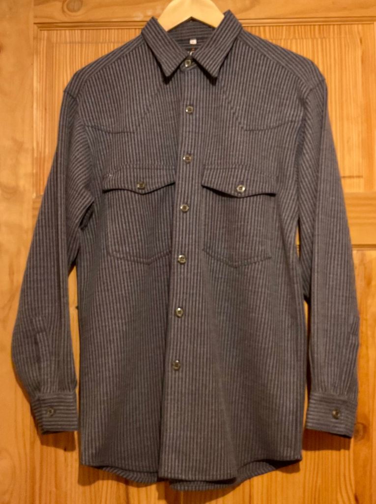 Mens Fiori International Grey Long Sleeve Striped Shirt - Size: 2 = Medium