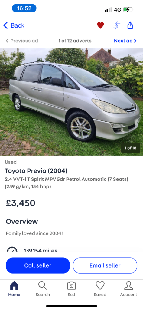 Toyota, PREVIA, MPV, 2004, Other, 2362 (cc), 5 doors