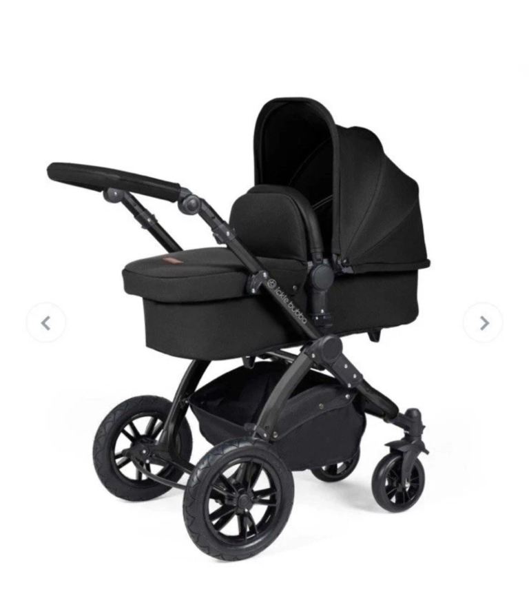 ickle bubba the stomp travel system black midnight 2 in 1 plus pushchair