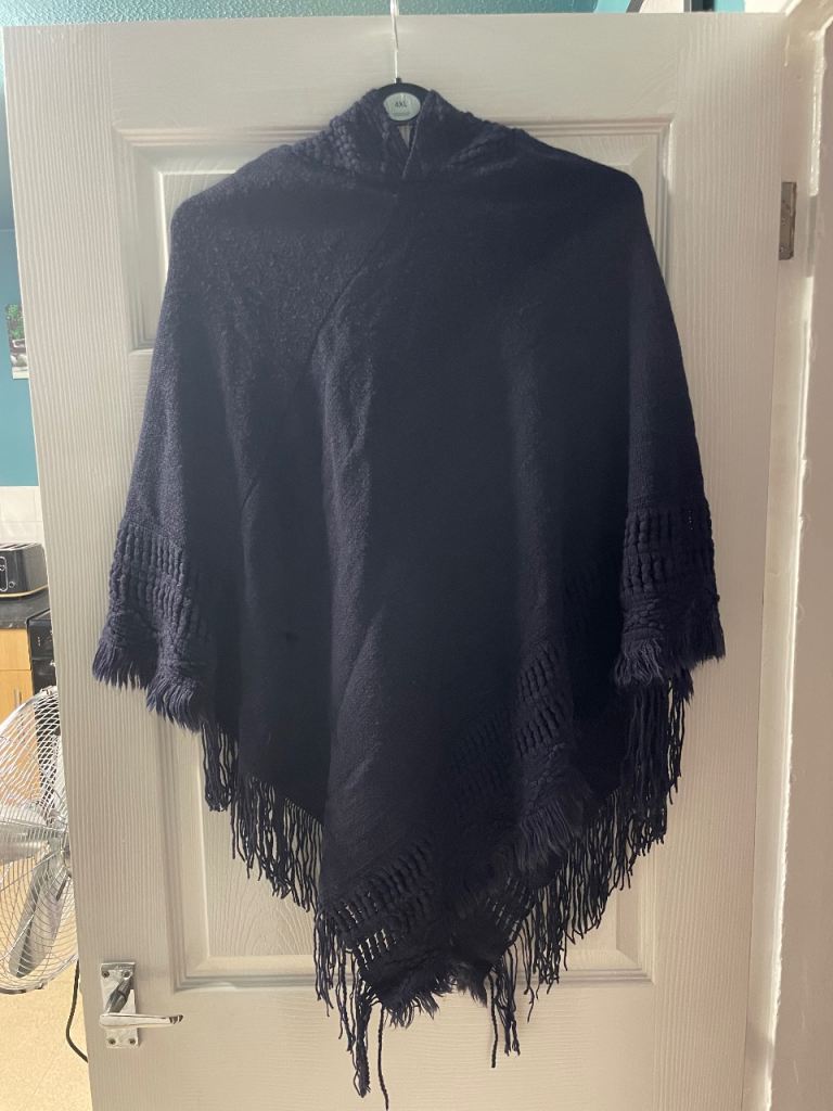 Grey & Navy Hooded Ponchos Fits A Size 24