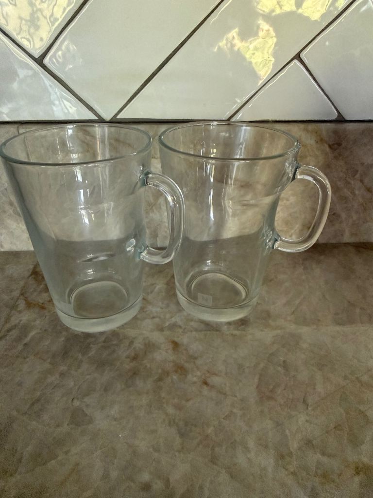Nespresso Glass Mugs with Handles – Good Condition