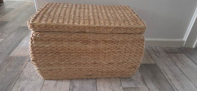 Natural Storage Trunk/Bench Woven Wicker Blanket Big Box/Stool Bedding Toy Chest