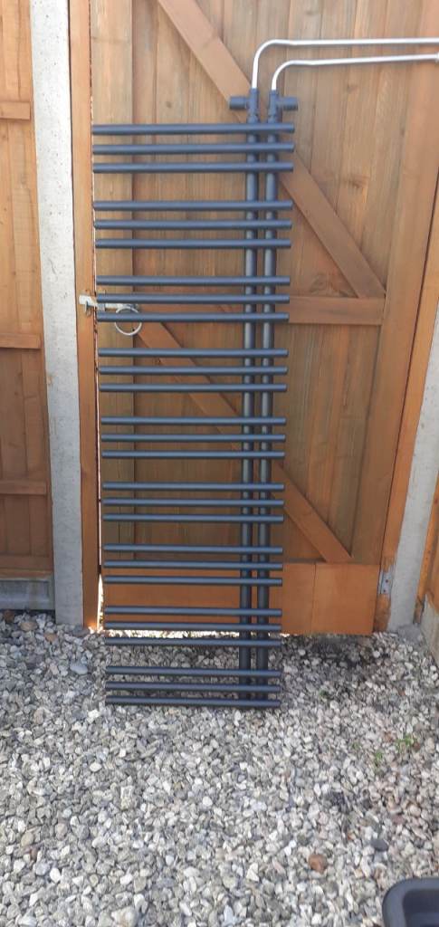 Bathroom radiator, suitable for hanging towels, wall hung with fixings ,black in colour