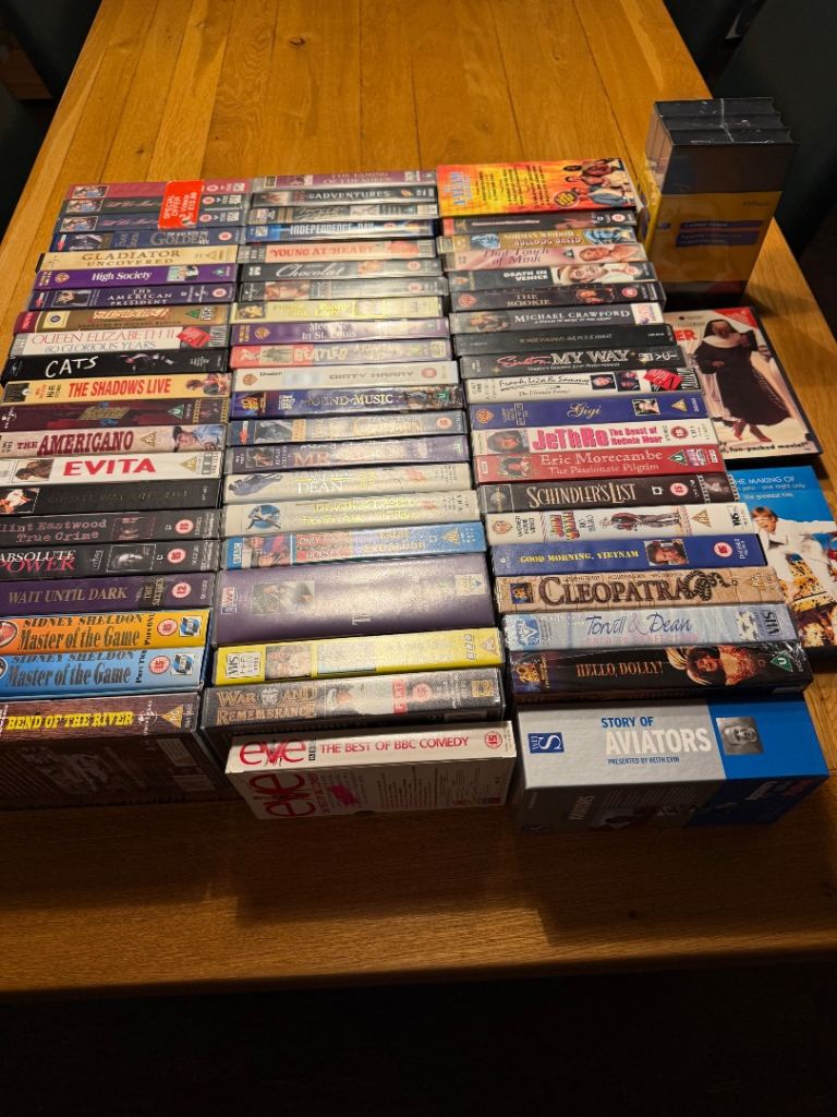Collection of 67 VHS Videos and 3 Blank Cases In A Variety of Genres Job Lot