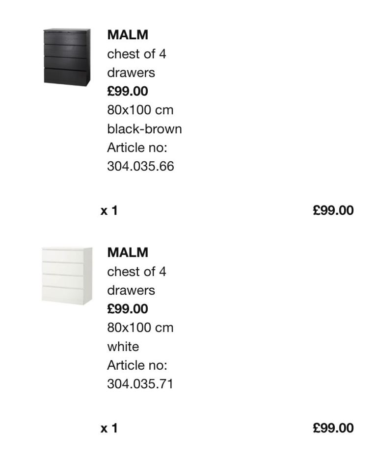 Two IKEA Malm Chest of drawers 