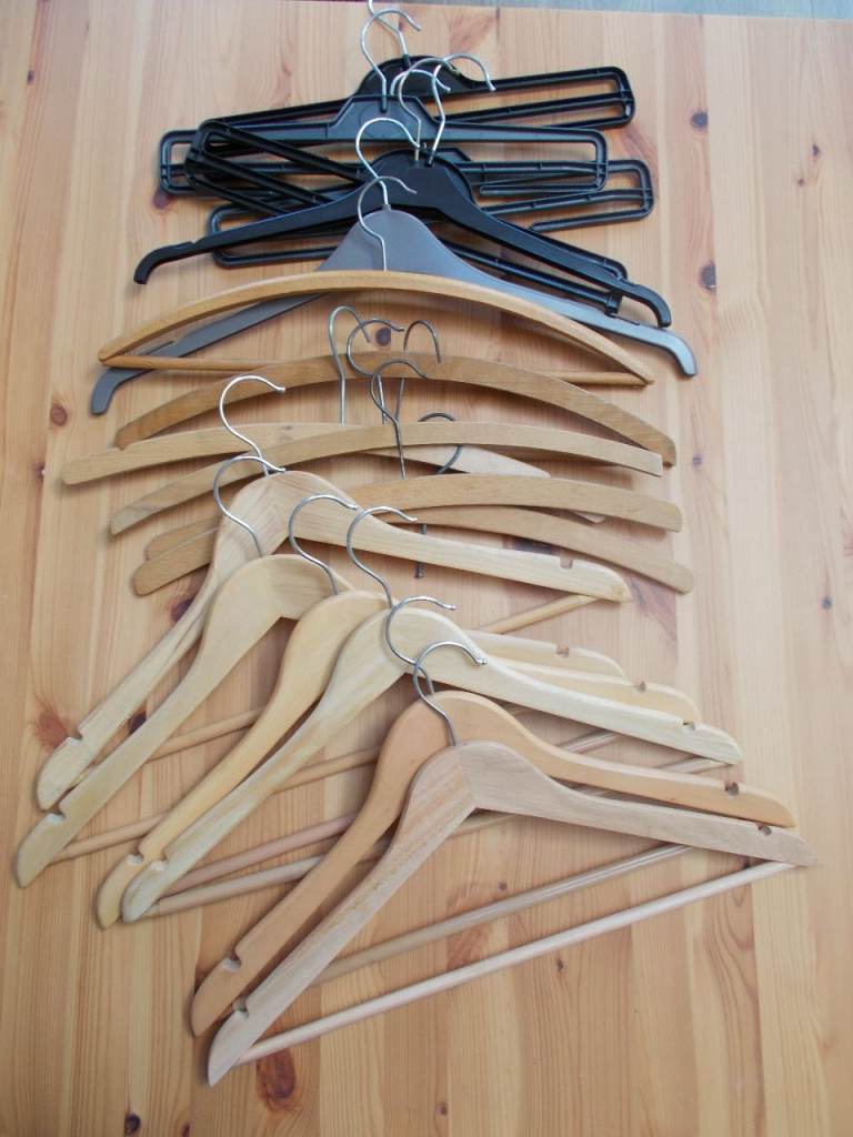 Coat hangers - 12 wooden & 6 plastic