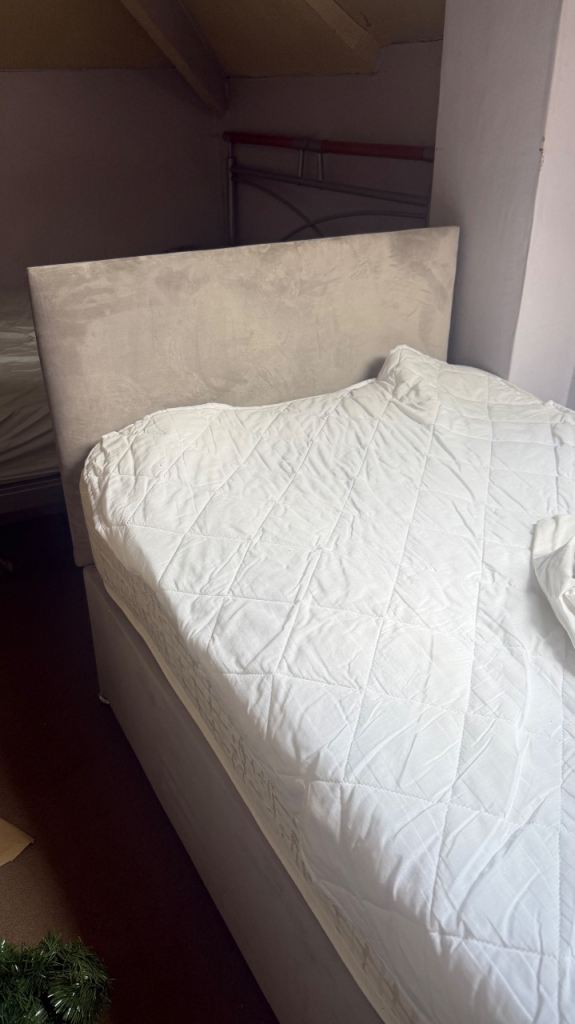 Grey Fabric Divan Single Bed Base – brand new