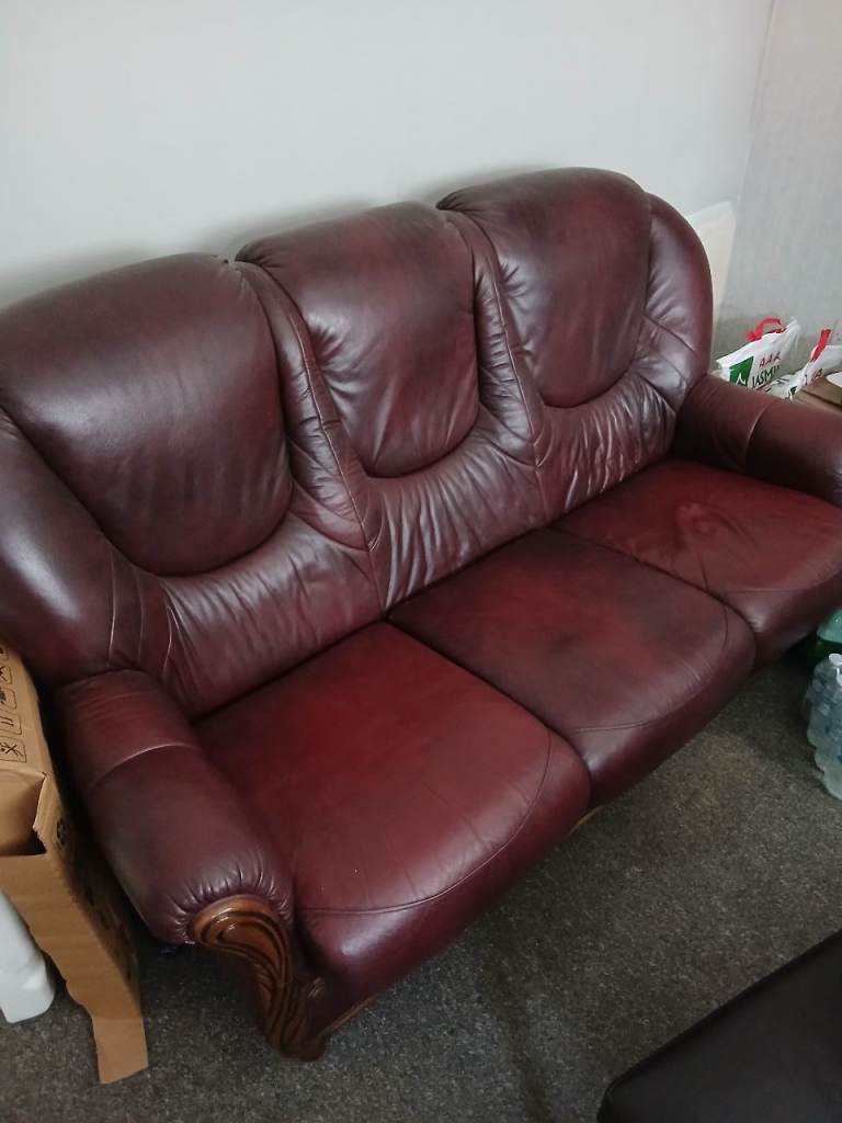 Vintage Italian Leather 2 set sofa armchair Made in Italy