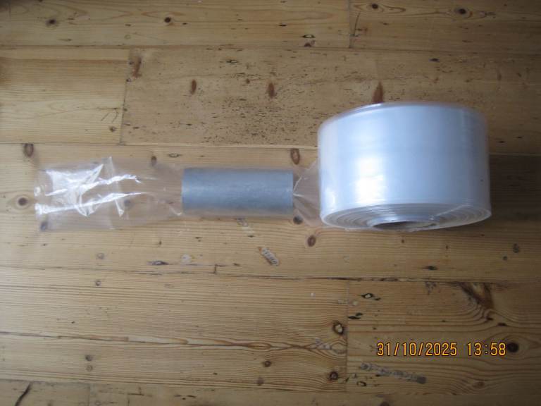 Clear layflat tubing 5" wide, to fit 3" external diameter rainwater pipe, 40p/metre