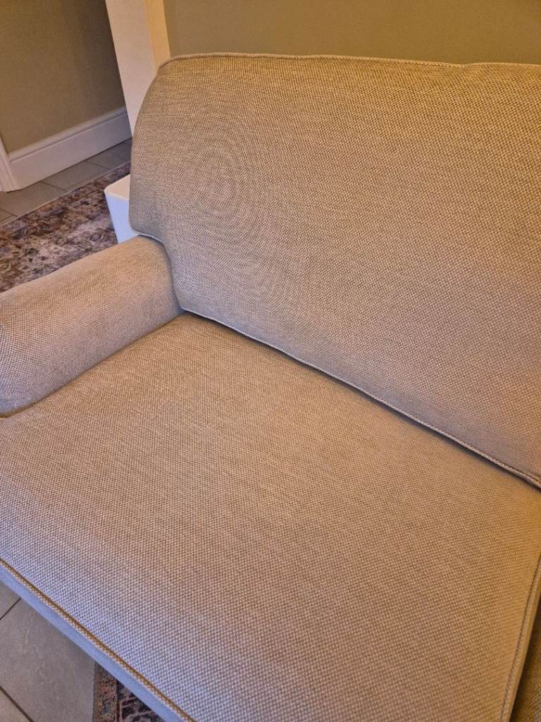 Laura Ashley Lynden Large 3 Seater Sofa, Teak Leg, Wooton Natural