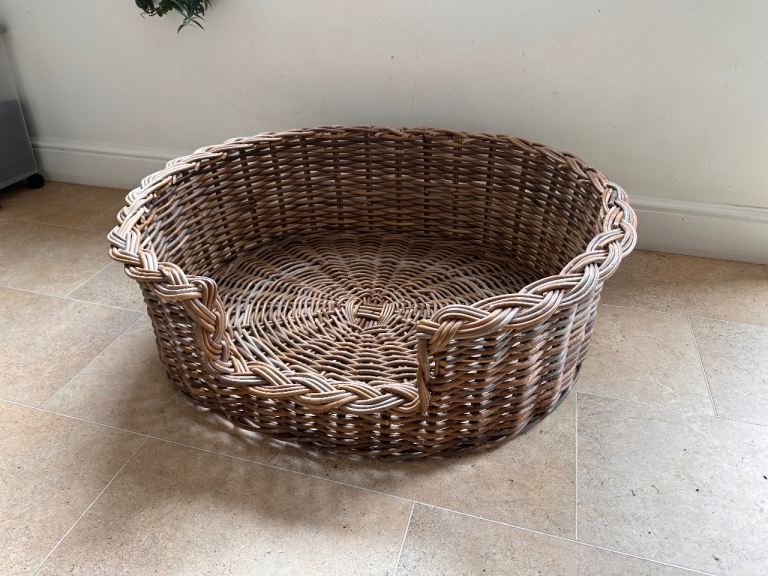 Wicker Dog Basket Large Oval 95cm Wide Natural Wicker