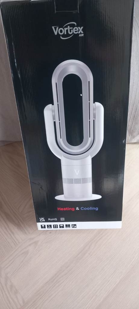 Vortex Air Bladeless Fan Heater with Remote – As New