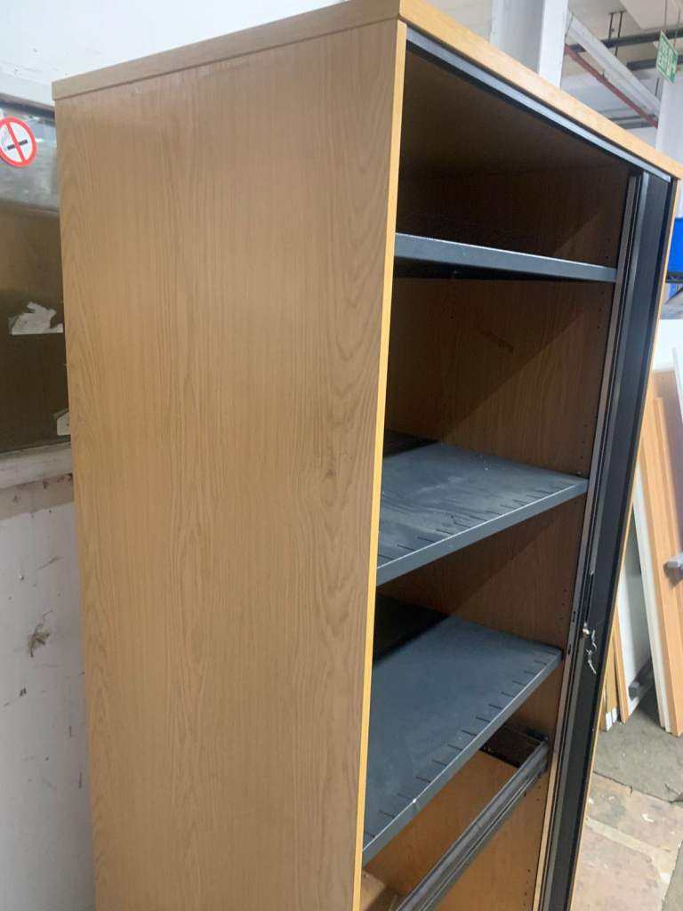 image for Wooden large tambour and filling cabinet (Wide 100cmm, high 190cm & deep 60cm)