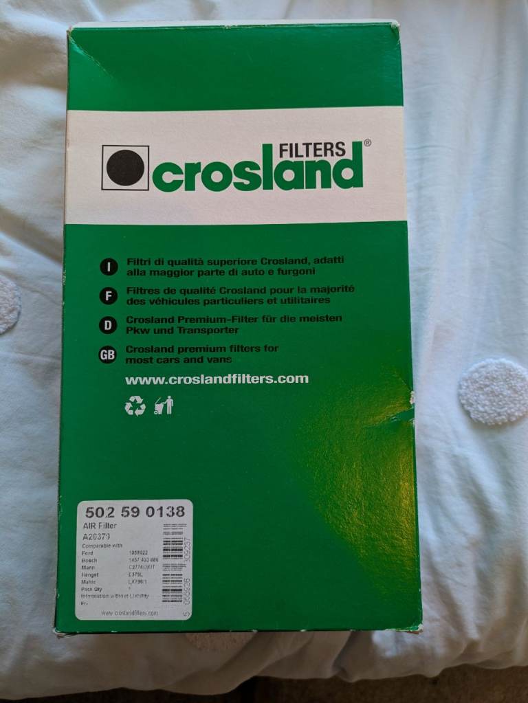 Crossland air filter suitable for Ford 105822, Bosch 1457433686, mann C2774/3KIT, Mahle LX797/1
