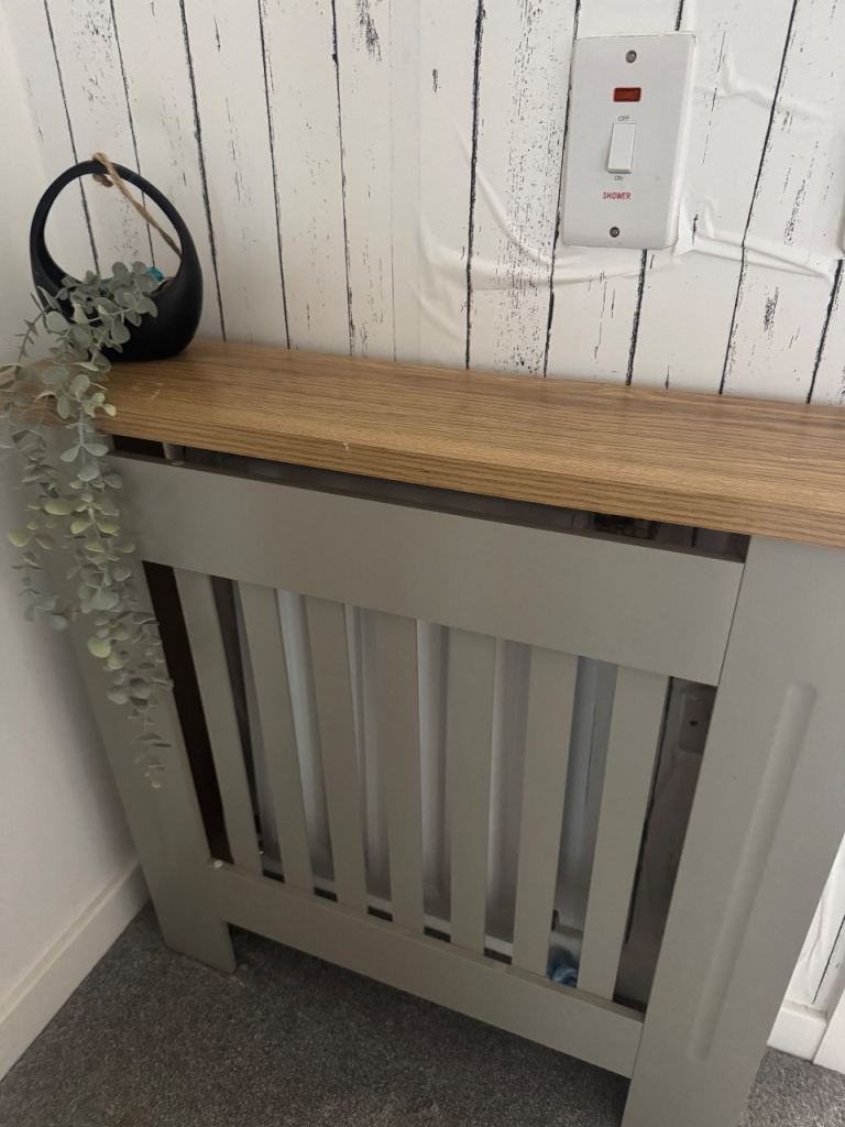 Radiator Cover with Wooden Top – Grey, Good Condition