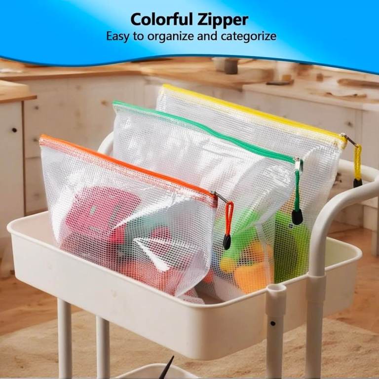 Plastic Wallets A4 Zip Folders - 6PCS Waterproof Zip Lock Bags Document Wallet Zipper File Bag 
